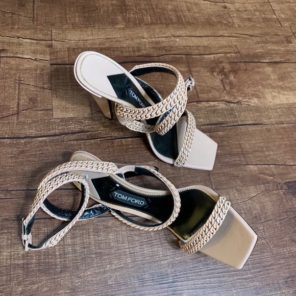 Tom Ford woven strappy fiber open toe tan sandals - Picture 6 of 16